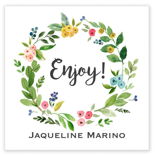 White Bud Wreath Square Gift Stickers